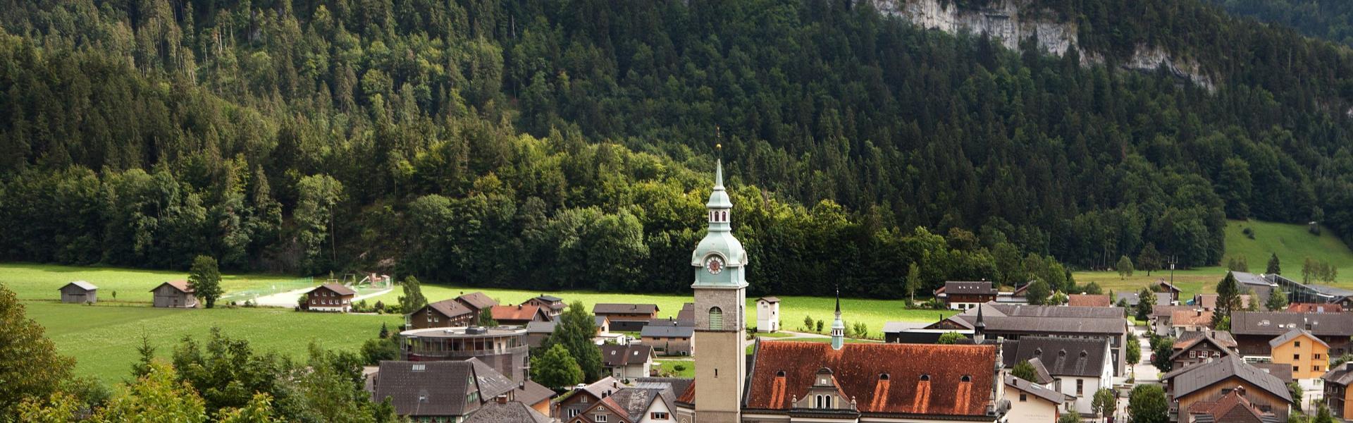 Anblick auf Bezau im Bregenzerwald